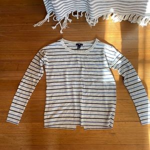 GAP Gray Sweater with Blue Stripes and Back Slit